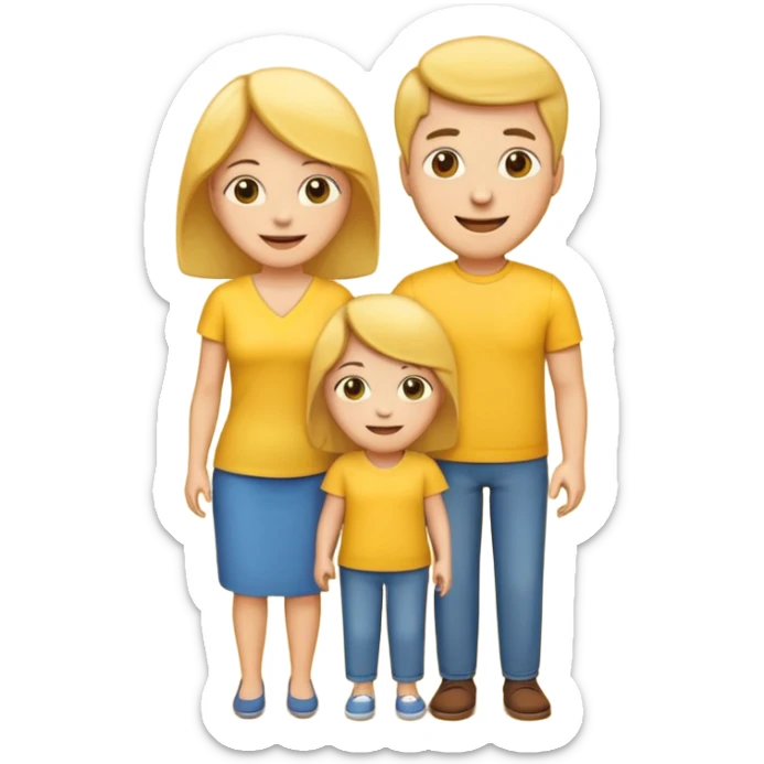 family emoji with mom and dad in the center, son and daughter on each side sticker
