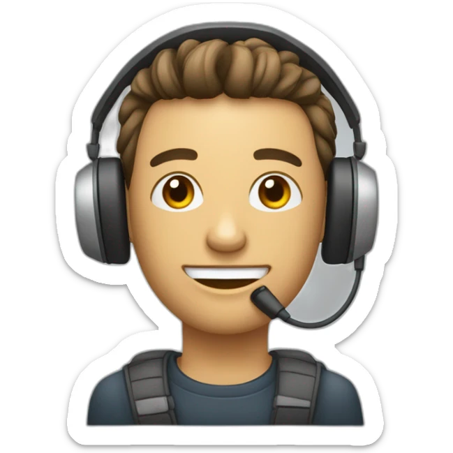 puedes hacer una persona con un computador movil y unos auriculares sticker