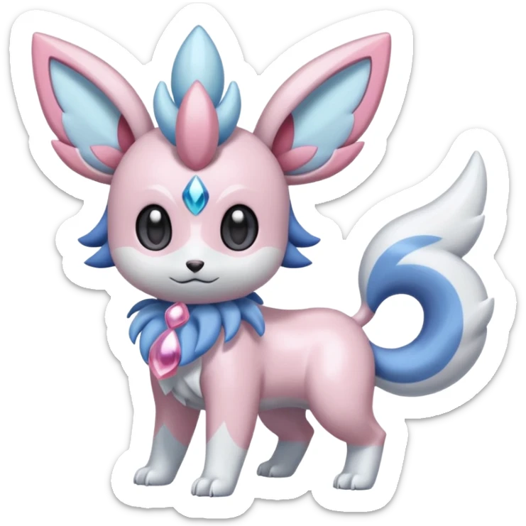 Shiny Whitish Pastel Palkia-Diancie-Absol-Sylveon-Espurr-Minccino-fusion  sticker