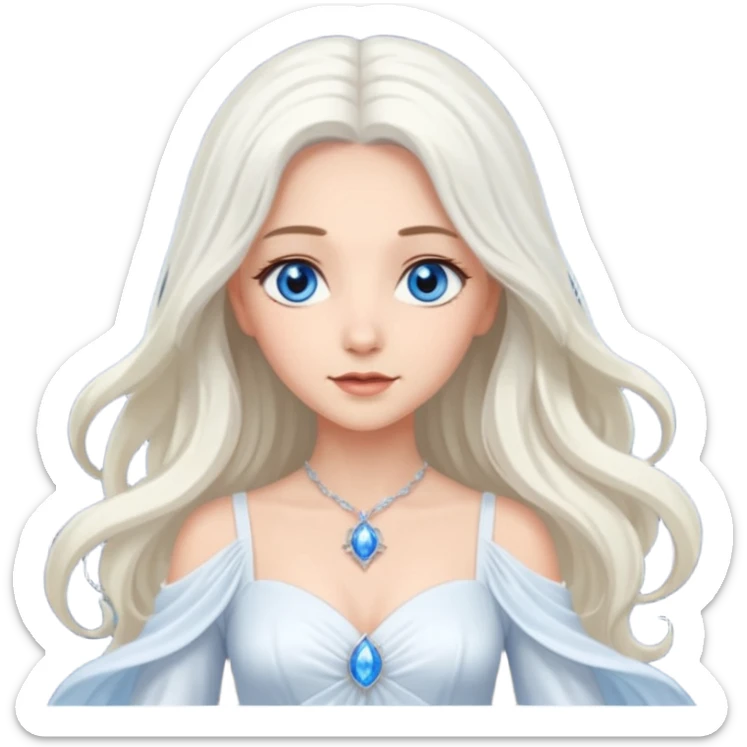 Good Witch of the North from the Wizard of Oz with light skin, blue eyes, white long hair, white outfit sticker