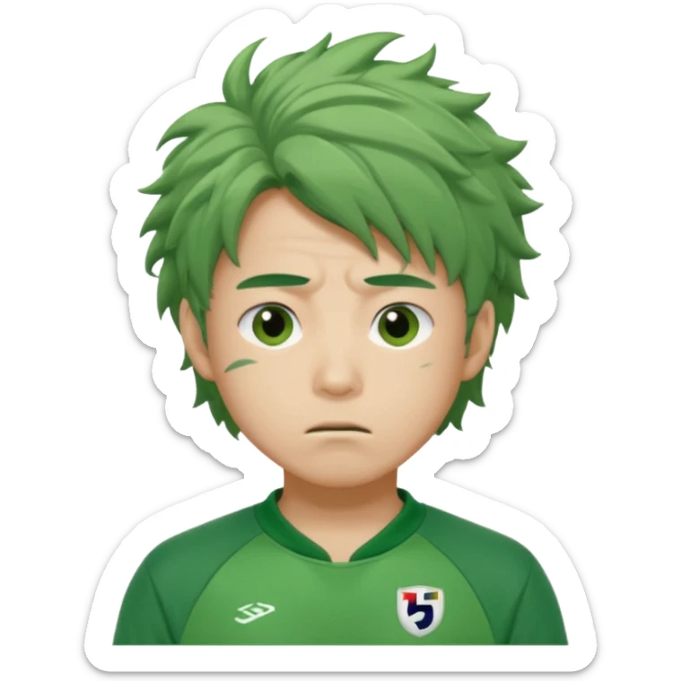 Draw Seong Gi-hun (Player 456) with messy hair, green tracksuit & tired but hopeful expression. sticker