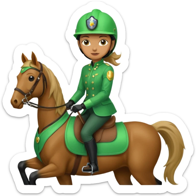 Emoji of a woman riding a green horse sticker