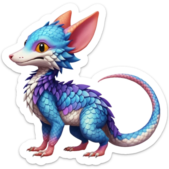 Flurry furry scaly sergal-Bernie-Trico-Koi-possum-sphynx-mouse-sergal-fusion-animal-hybrid-creature  sticker