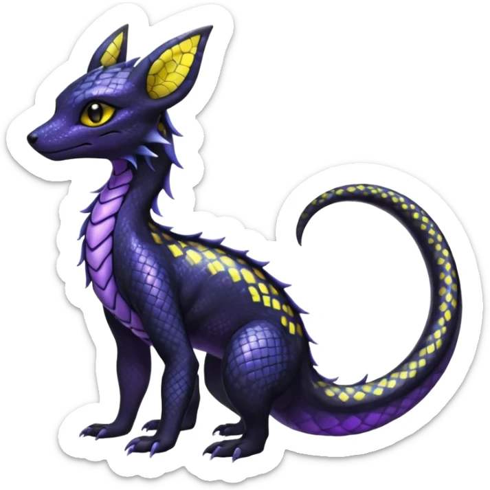 Shiny beautiful gorgeous ethereal Scaley Exotic Salandit-Umbreon-Fakémon-hybrid-creature (full body) sticker
