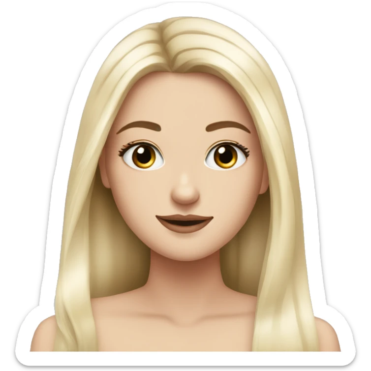 pretty white girl with lashes and black long hair straight hair sticker