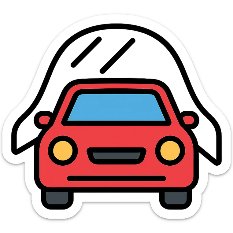 elegant and modern icon of a car covered with a transparent protective film, clean lines and subtle details sticker