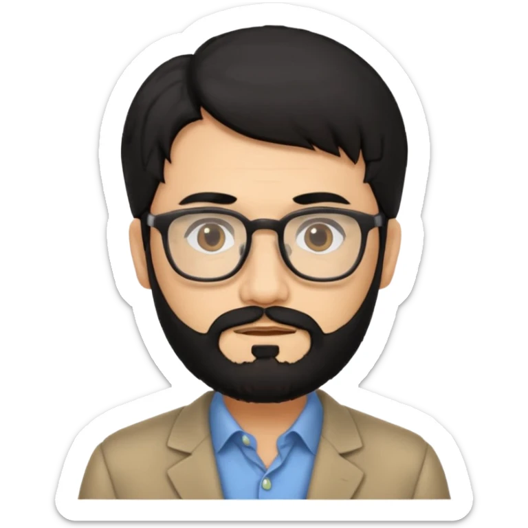 Professor in the la casa de papel TV show, with black hair and beard sticker