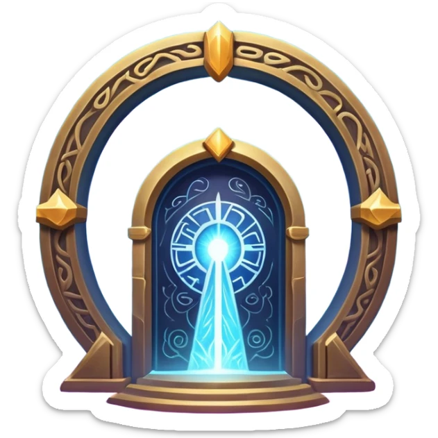 universe gate object icon, gigantic cosmic portal doorway, swirling galaxy energy inside, glowing starry aura, mystical space runes, fantasy sci-fi style, 3D cartoon, mobile game icon style, centered, clean background, no text, no watermark sticker