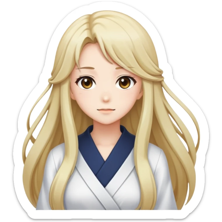 Anime girl with full figure, long hair, tasteful design sticker