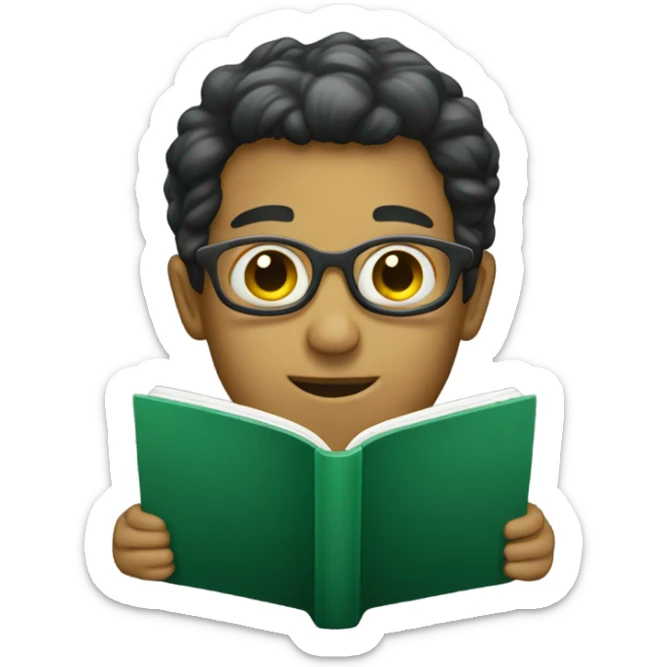 a dark green book sticker