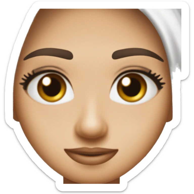Quiero un emoji de mi persona con pecas ojos marrón oscuro cejas clara cabello castaño claro medio ondulado y entre liso  sticker