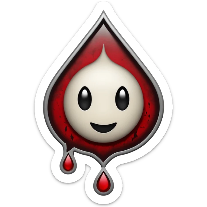 Minimalist emoji-style sticker of a gothic paper with “your soul” in blackletter, desaturated blood drop as signature, grayscale ink and parchment texture



 sticker