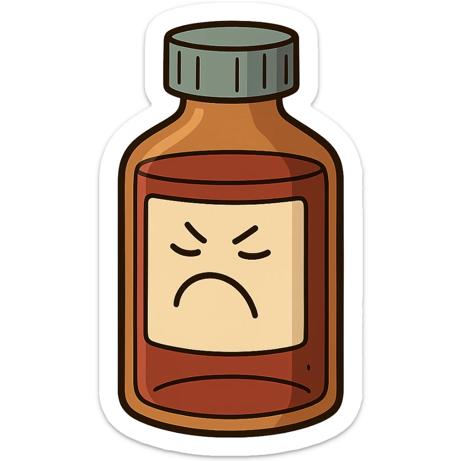 cartoon style bottle of liquid medicine, no face sticker