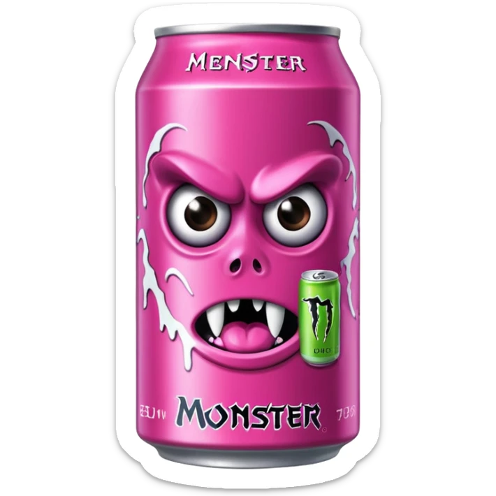 Pink monster energy drink with the logo of original monster company energy drink  sticker