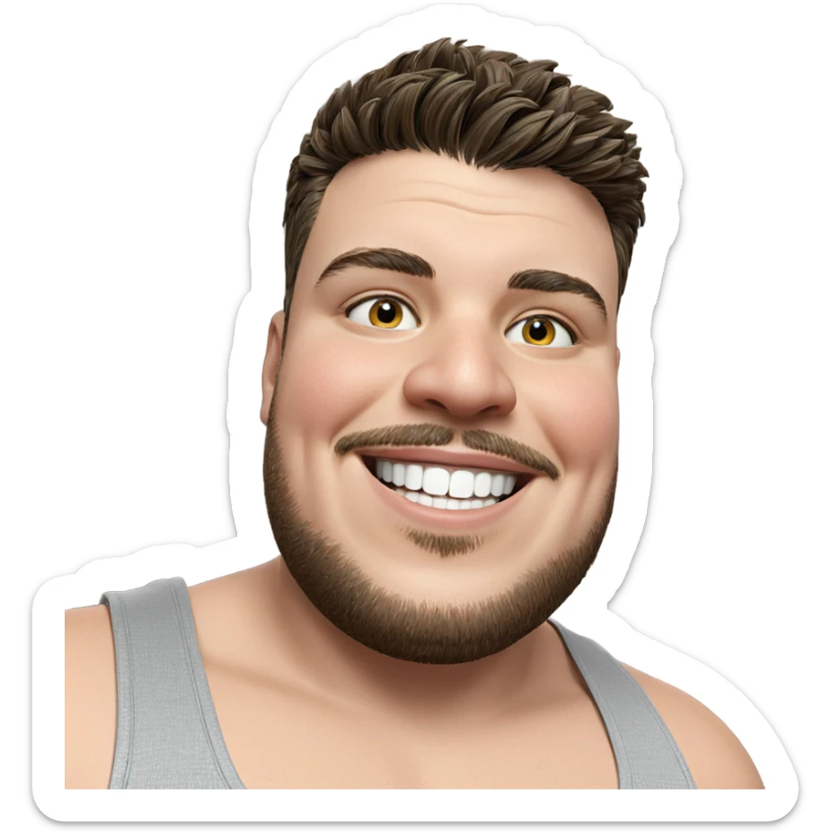 smiling boy in tank top sticker