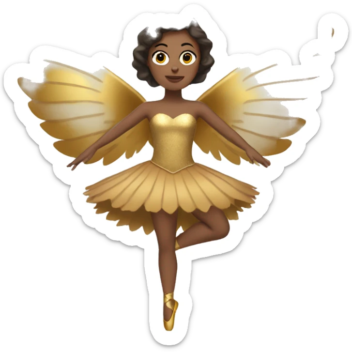  brown adult ballerina big gold wings sticker