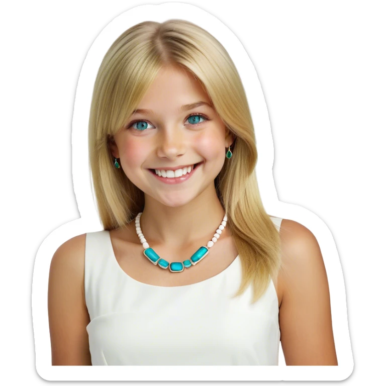 blonde smiling girl in white portrait straigth hair blue eyes sticker