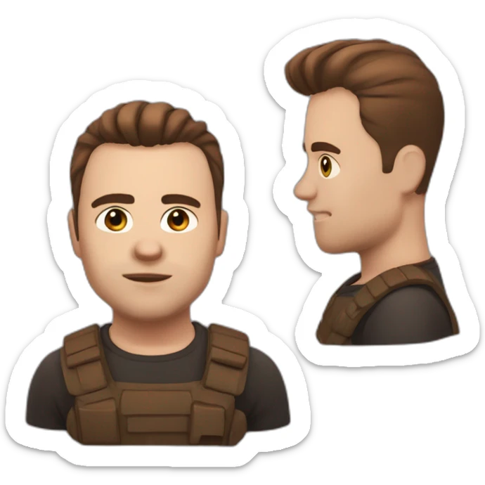 kamil gryniewicz but fatter and with dark bron sidepart(hair style) sticker