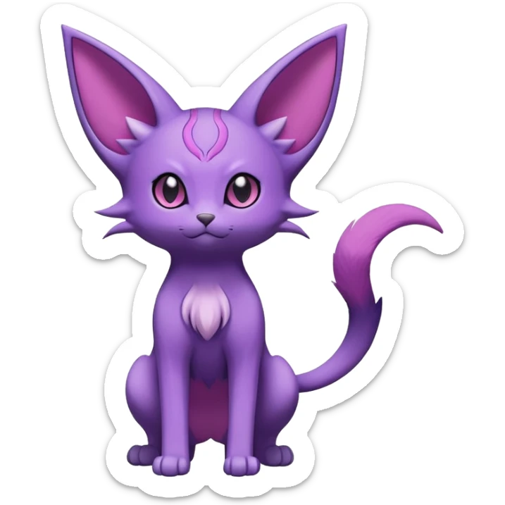 Purrloin-Espeon-Skitty-Pokémon-Fakémon-hybrid-creature (full body) sticker