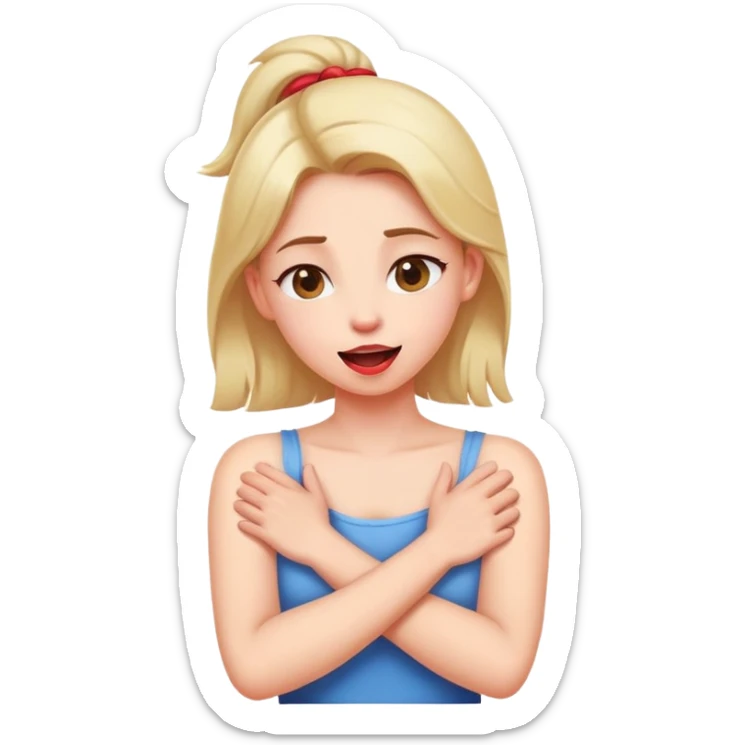 girl arms crossed on neck with tongue out sticker