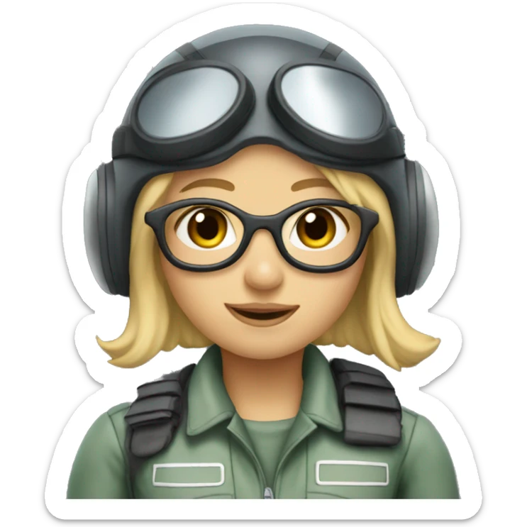 girl with blonde hair wearing a pilot helmet and gogles sticker