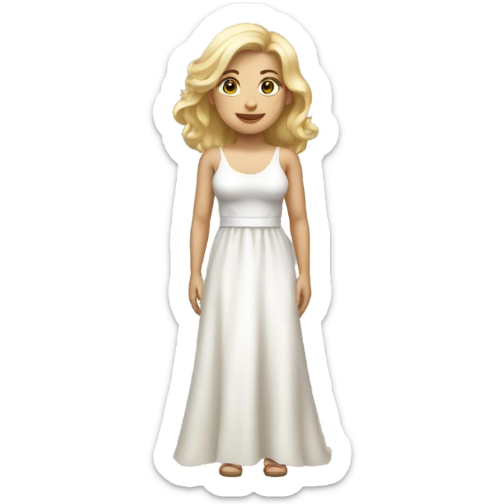 Blonde woman in a white dress, full body, chest shading sticker