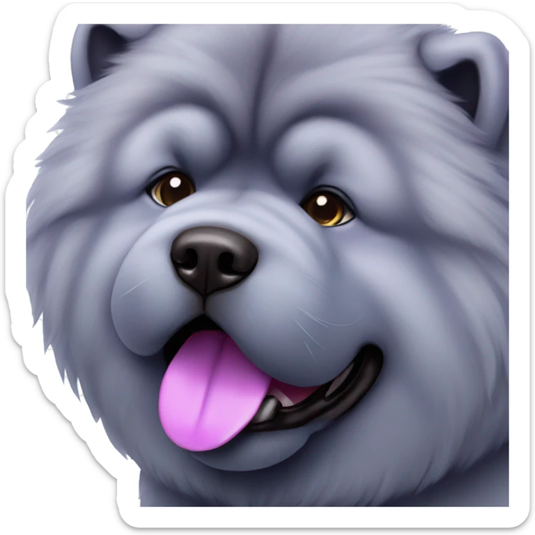 Full body blue Chow chow with purple tongue, photorealistic 4k sticker