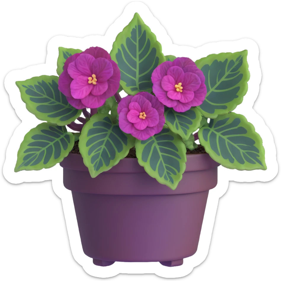 Bird's eye view of Begonia Rex plant showing spiral leaf formation from directly above, dark green leaves with purple edges and white spots sticker