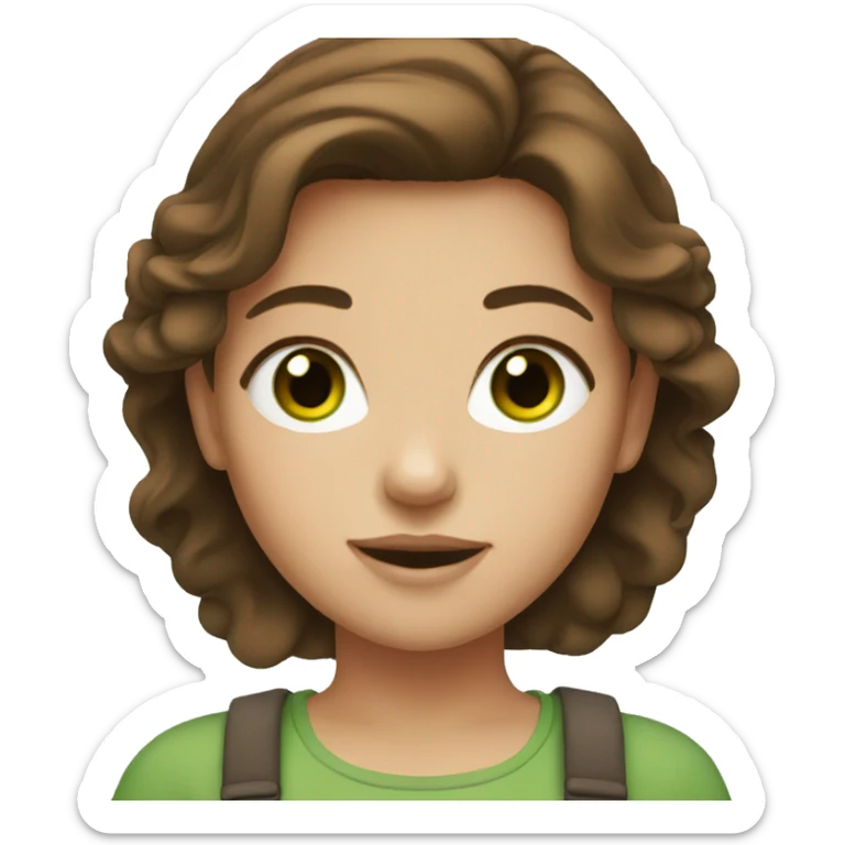 girl with brown hair and green eyes sticker