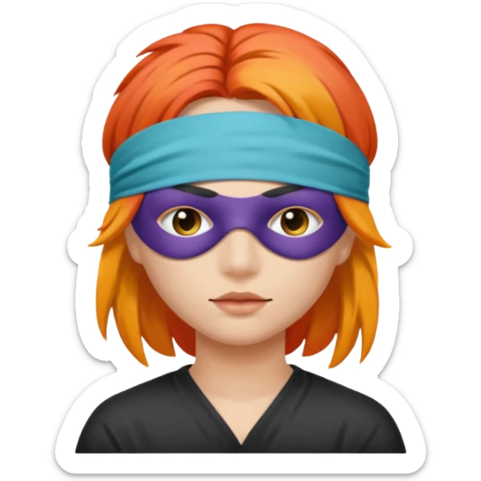 Blindfold person with different colors of hair. No trusting games with people blindfolded behind steering wheel sticker