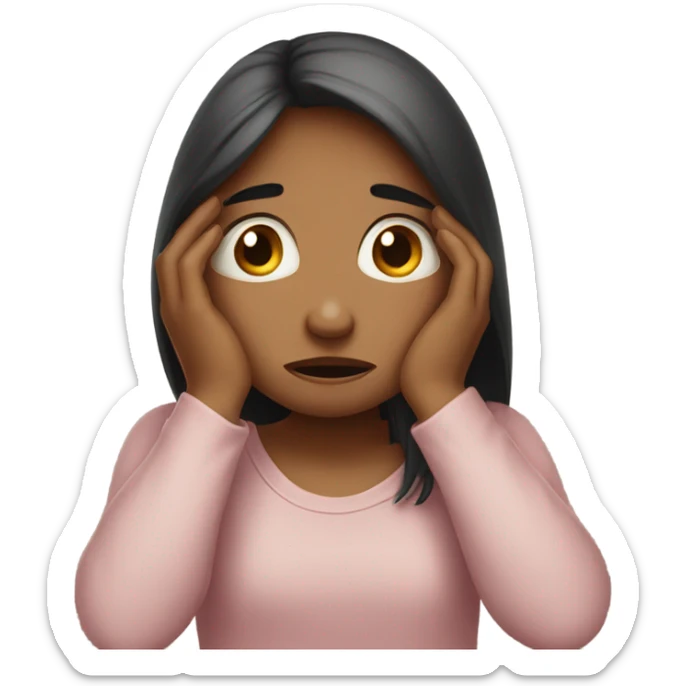  girl ashamed of herself of hiding face in hands sticker