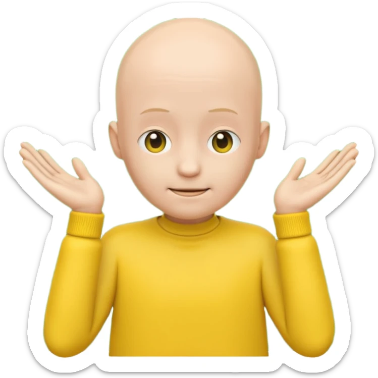 no hair round yellow emoji no finger upp with greenscreen and no body no arms ears sticker
