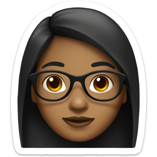 Girl with brown skin black glasses and black straight hair sticker
