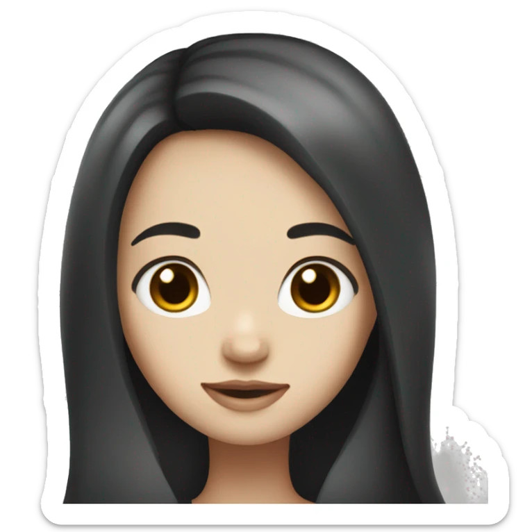 Girl with long black hair white skin and brown eyes  sticker