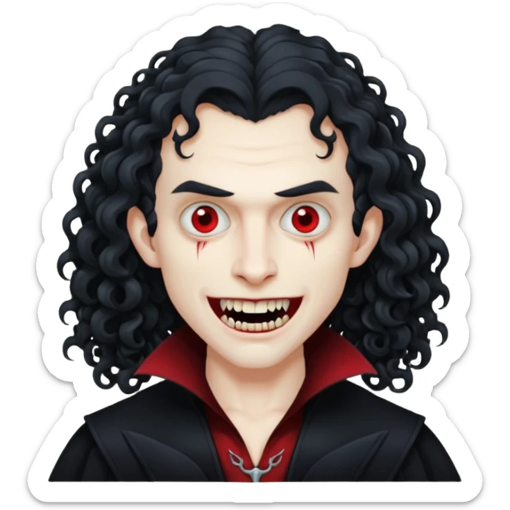 curly hair a picture of me as a vampirlong curly hair  e sticker