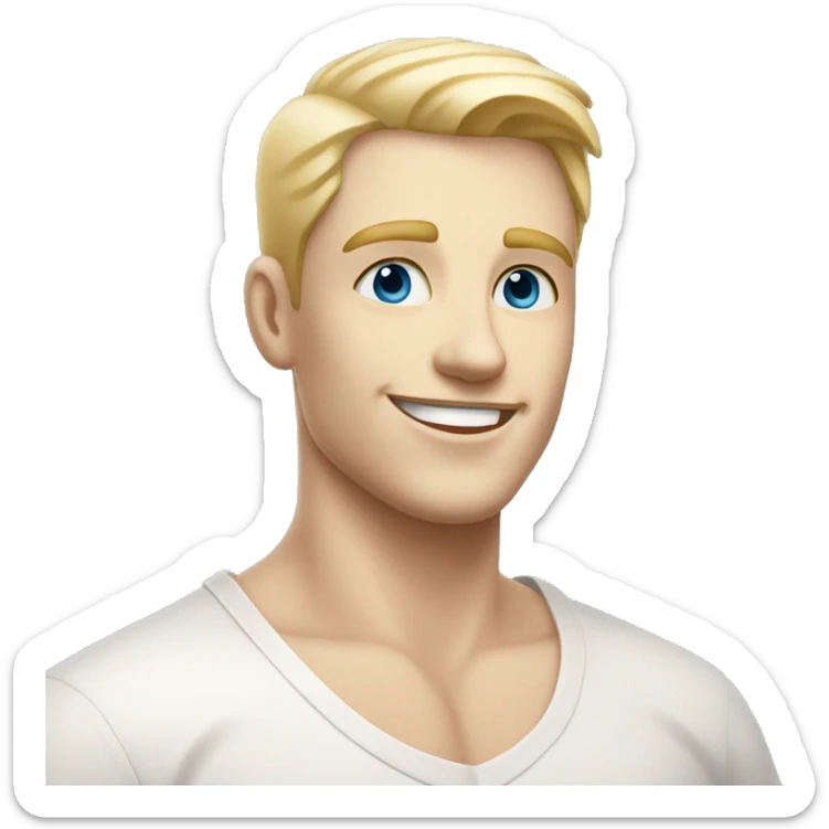 confident happy clean shaven pale man with short blonde hair blue eyes outdoor portrait sticker