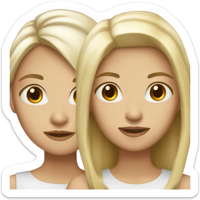 White Dark blonde female and white blonde female best friends sticker