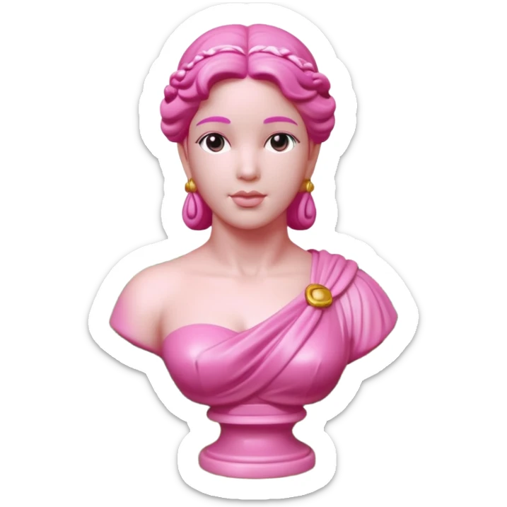 Jeff Koons style pink Grecian bust sculpture in a floral garden landscape  sticker