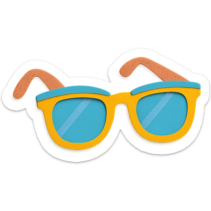 sunglasses with a fun summer vibe and bright colors in paper-craft style sticker