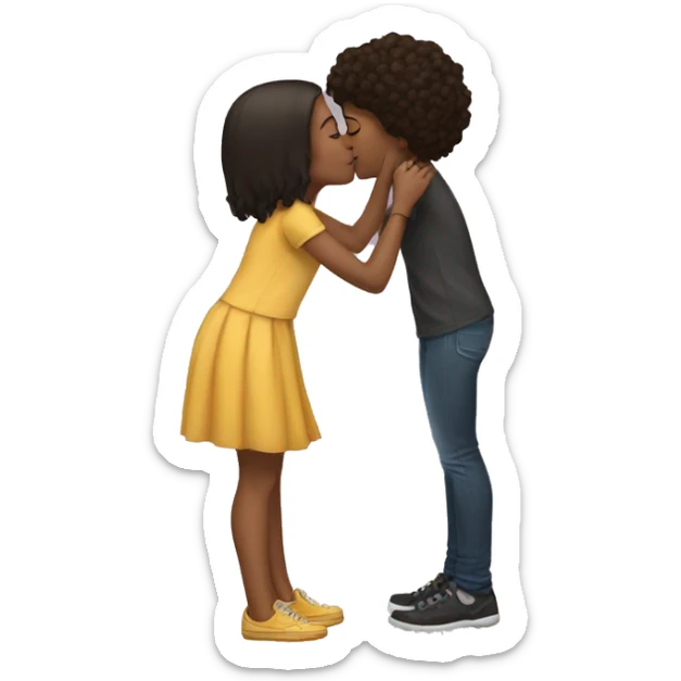 A tall girl kissing short girl, women, feminine  sticker