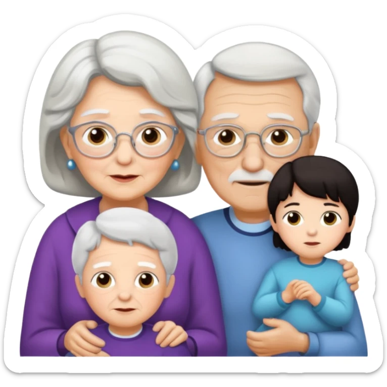 All white grandma and grandpa. The kids should have dark hair sticker