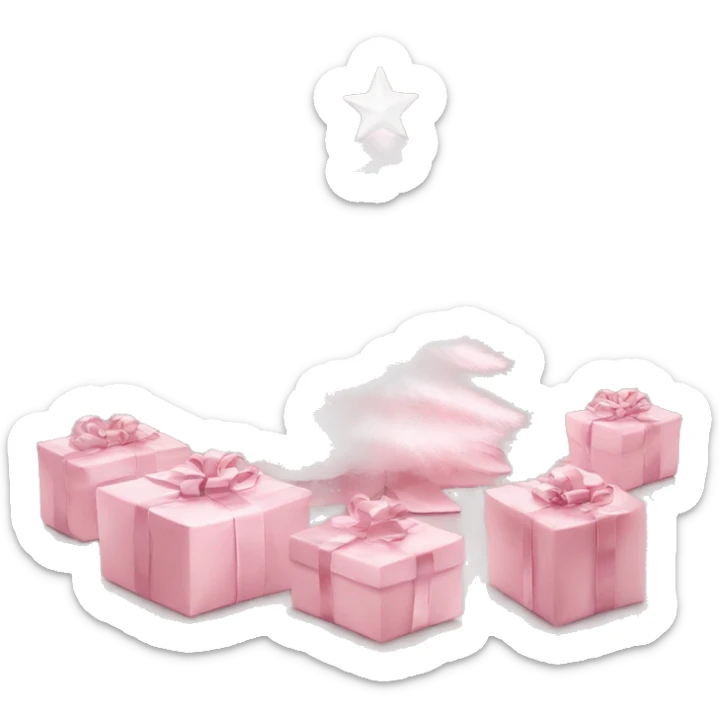 Light pink Christmas gifts under a white Christmas tree  sticker