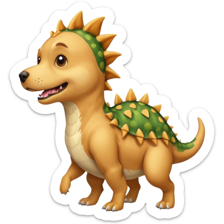 een killer golden retriever in een dino kostuum dat een chihuahua in een dino pak vermoordt sticker