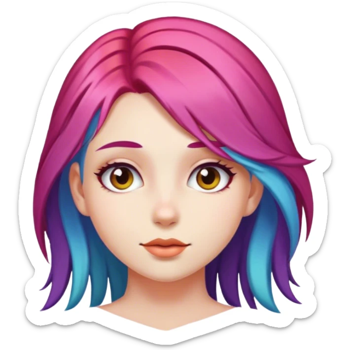 multicolored hair girl portrait sticker