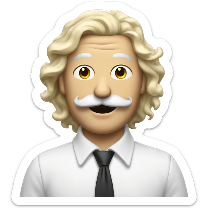 Un ciel homme aux cheveux blancs et a moustache, qui rit en faisant une grimace sticker