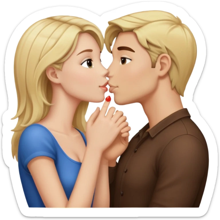 Blonde/brunnette hair and fair skin men and cooper hair and light skin women kissing sticker