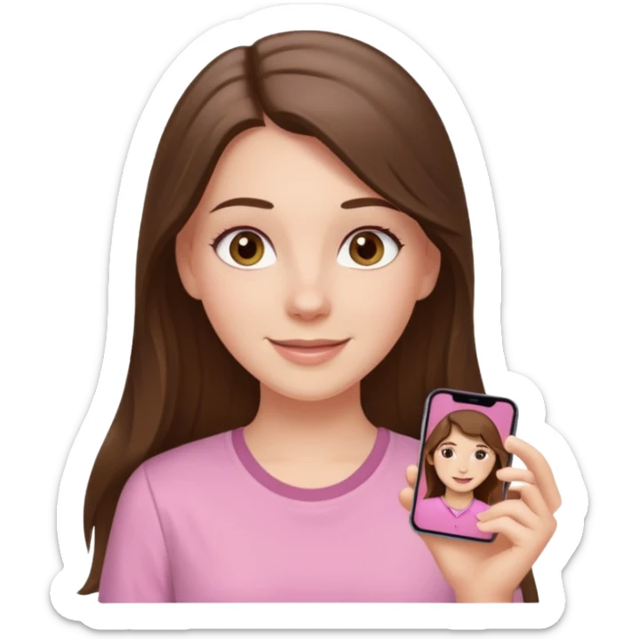 happy white long brunette hair girl with hazel eyes and in a light pink shirt with USC in white sticker