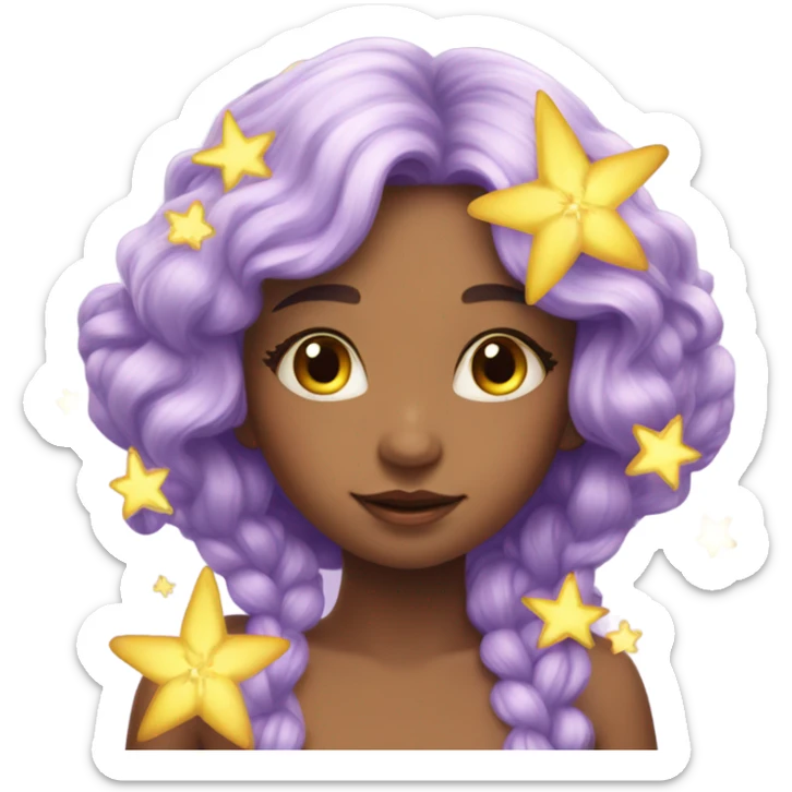 Magic, beautiful fairy, lilac, yellow, flower, little stars on hair sticker