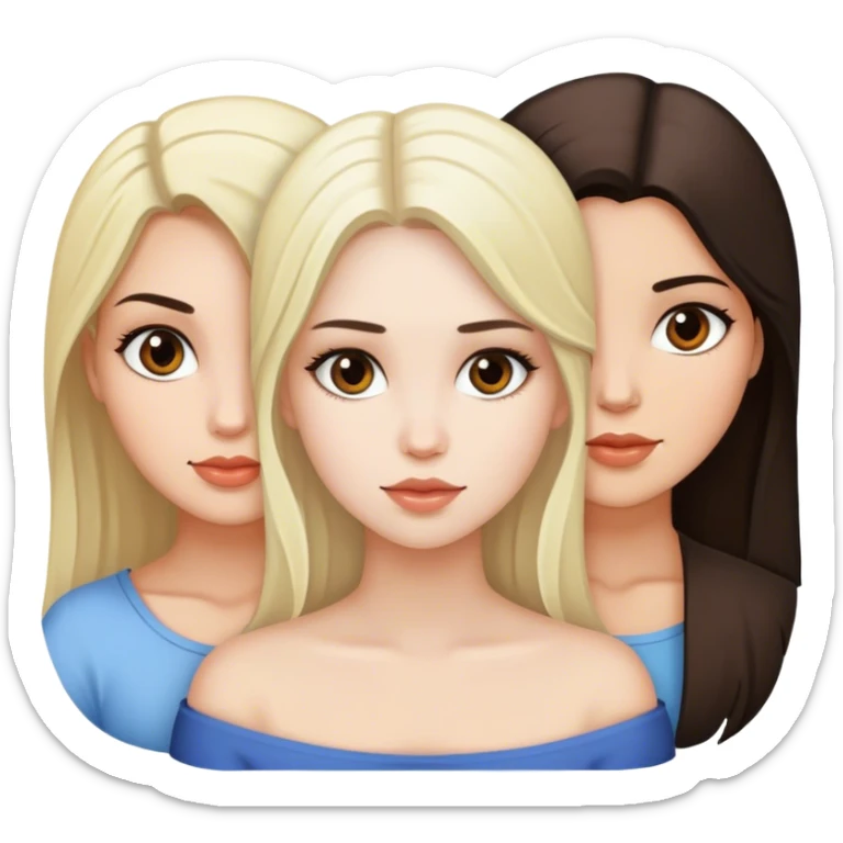 Trio of friends, girls, white skin,  two brunette and one blonde   sticker