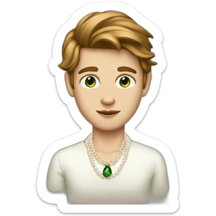 Posh-boy-with-pearl-necklace-and-green-eyes-and-brown-hair sticker